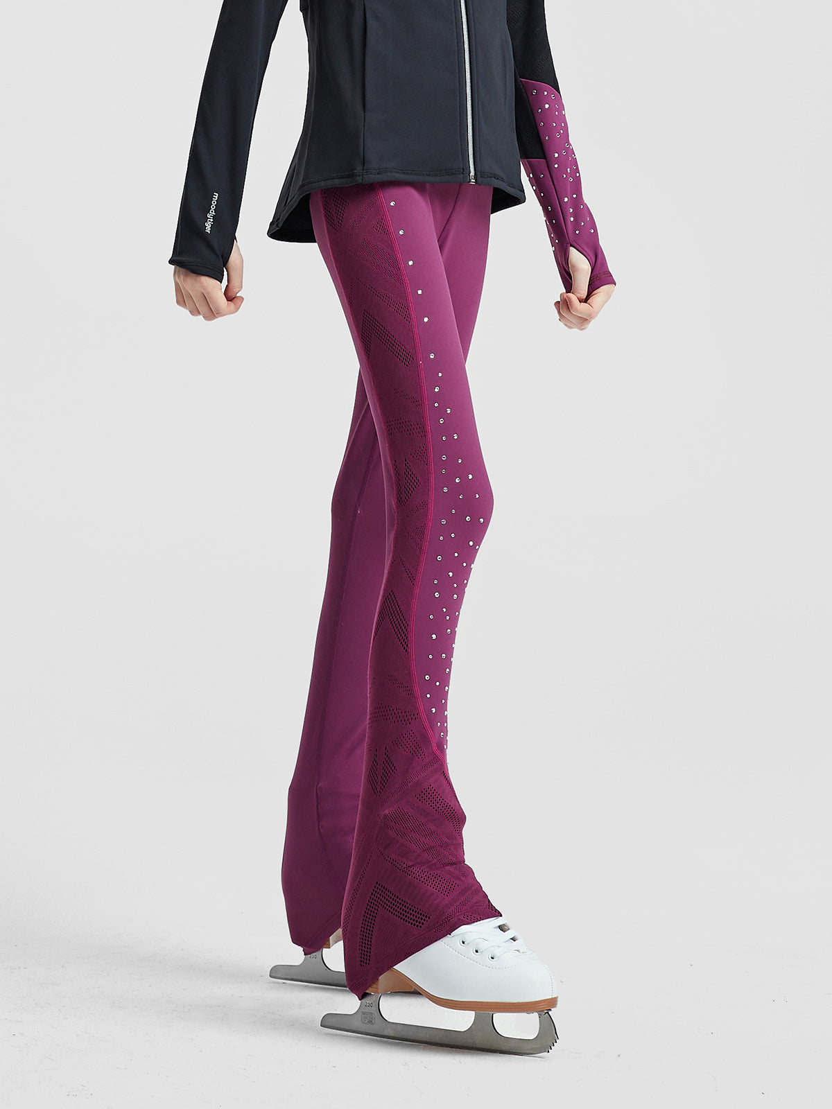 Kürkleider Eiskunstlauf Weichem LIUHUO Eiskunstlauf-Trainingshose Für Mädchen - Mit Strass & Violetter Naht Eiskunstlauf Leggings Eiskunstlauf Hose
