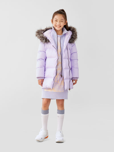 2-in-1 Down Coat with Fur **Lavender**