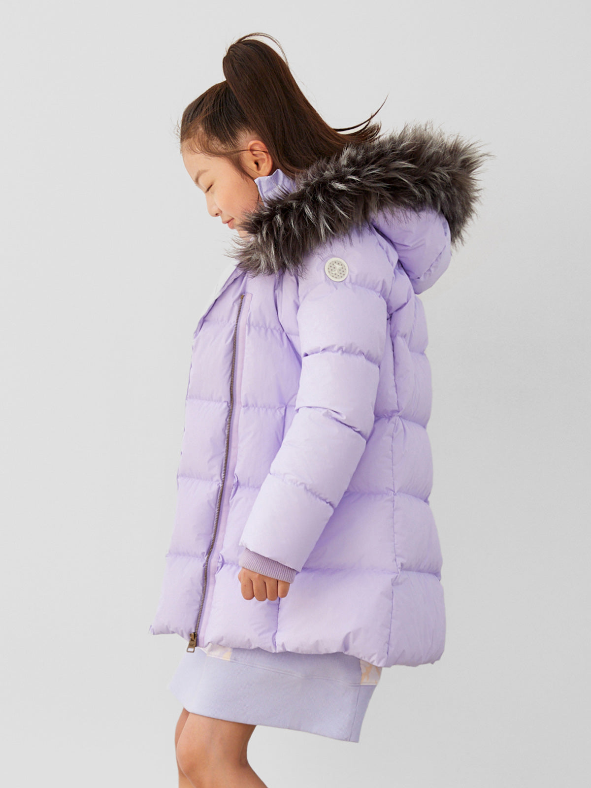 2-in-1 Down Coat with Fur **Lavender**