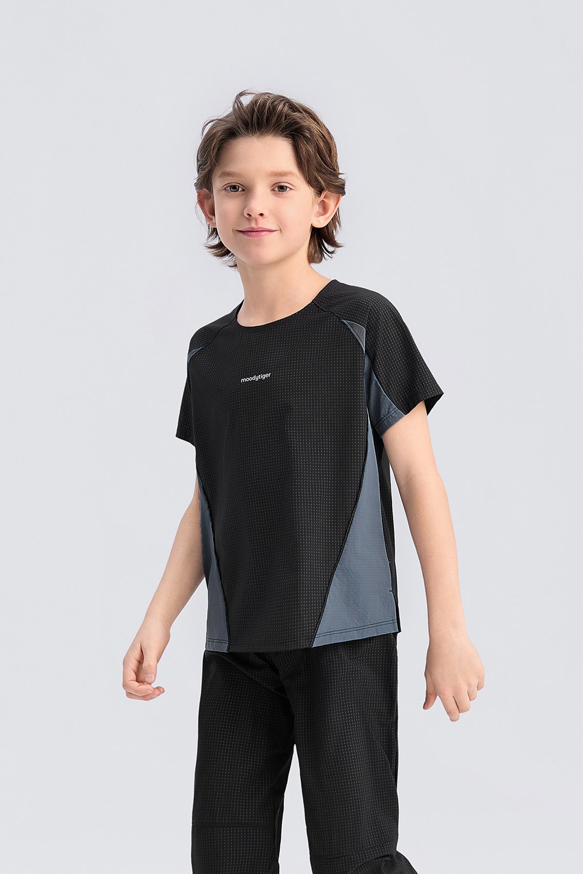 Air Supply Color Blocking Sports Tee **Charcoal Black**