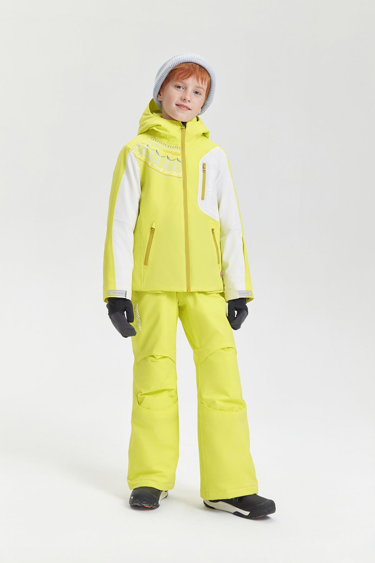 Aurora borealis Skiing Puffer Jacket **Lemon**