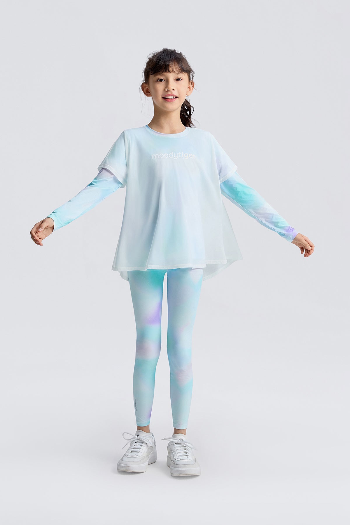2-in-1 Light Weight Long Sleeve Tee **Lustrous Blue**