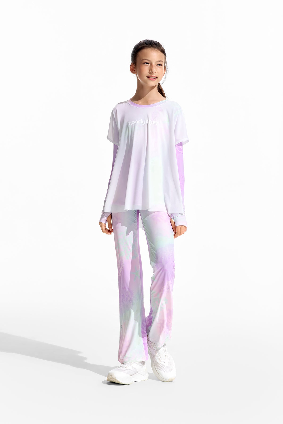Cloudie Air Printed Bootcut Leggings **Color Coral Pink Purple**