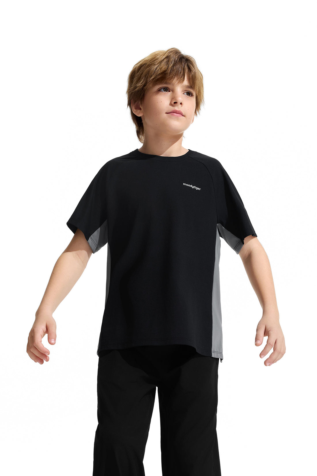 Colour Blocking Short Sleeves **Charcoal Black**
