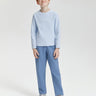 Long Pile Stretch Pants **Lake Blue**