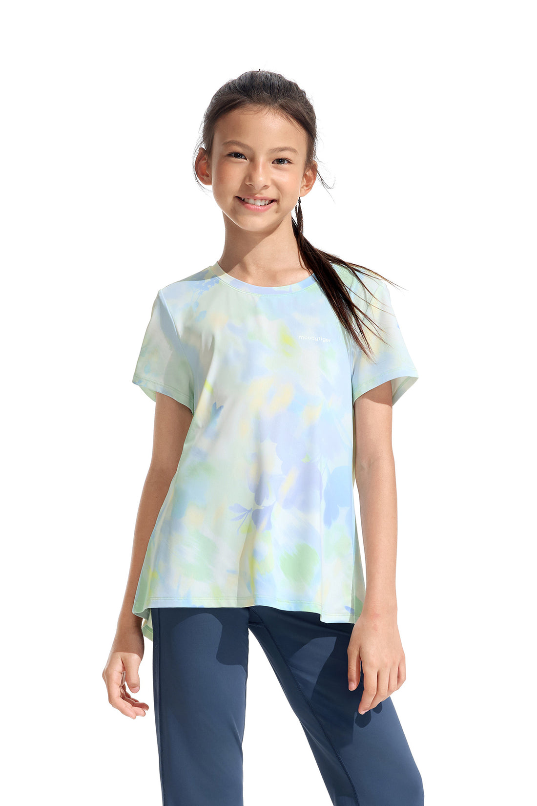 Mesh Open Back Tee **Bloom Romance Blue**