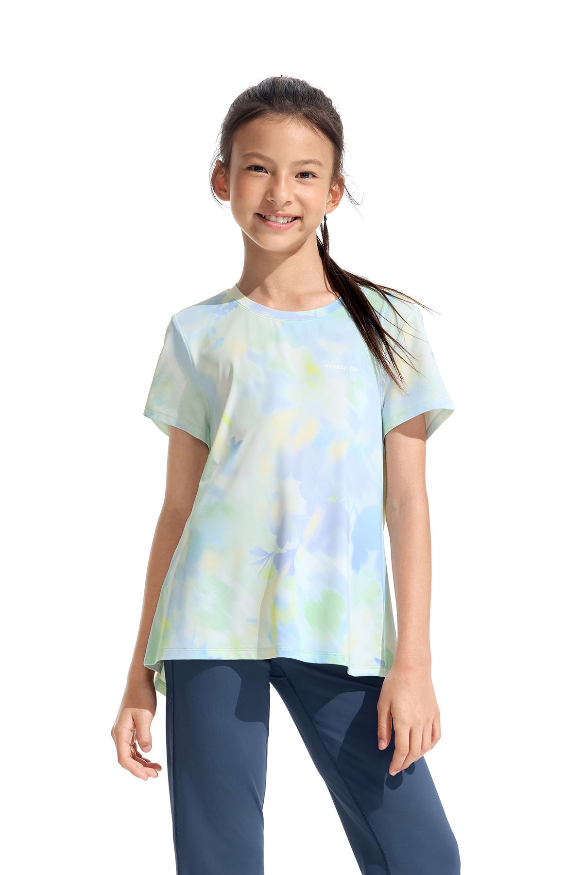 Mesh Open Back Tee **Bloom Romance Blue**