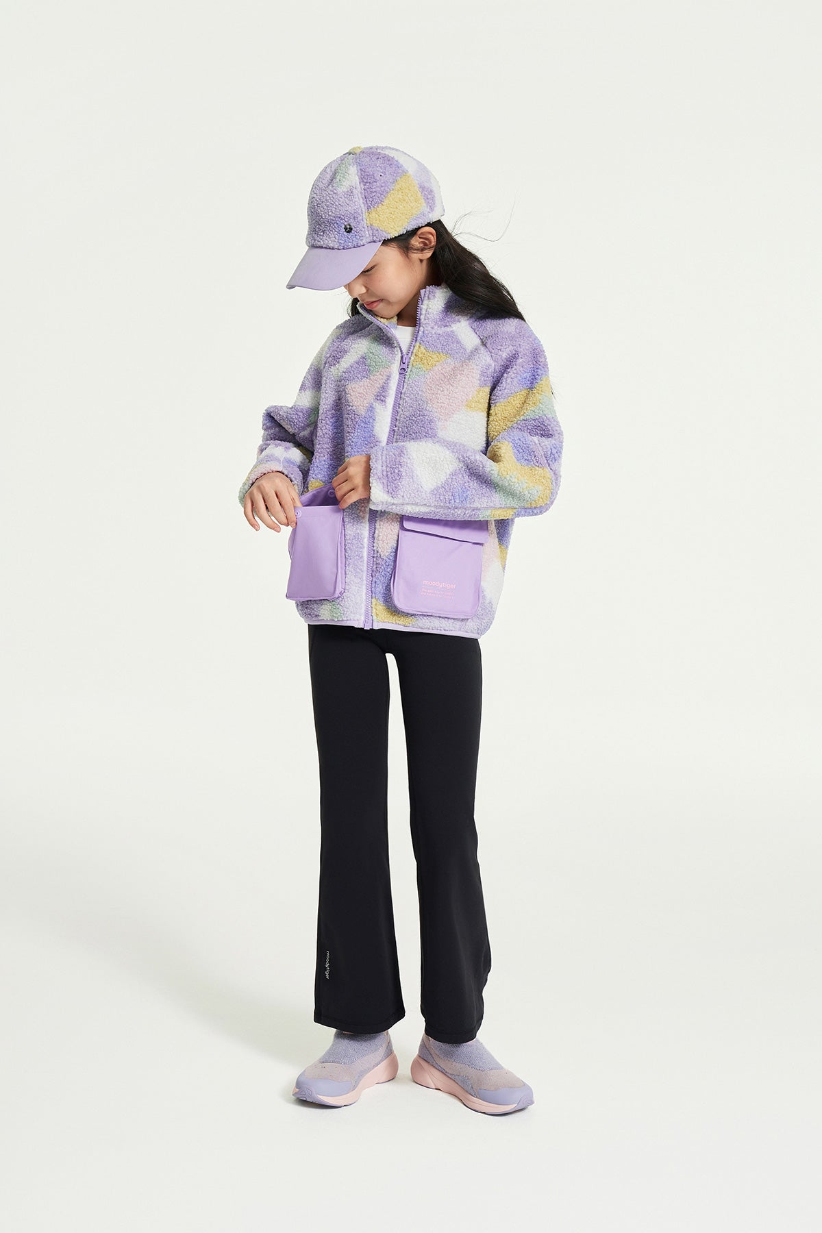 Mosaic Printed Sherpa Jacket **Sky realm Purple**