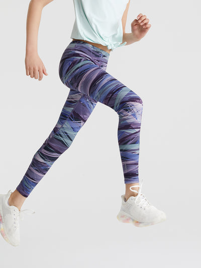 moodytiger girls stretchy breezy leggings blueberry marble blue