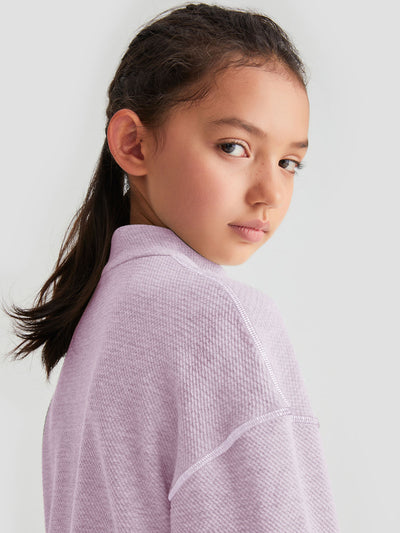 Quarter Zipped Sweater With Drop Shoulder
